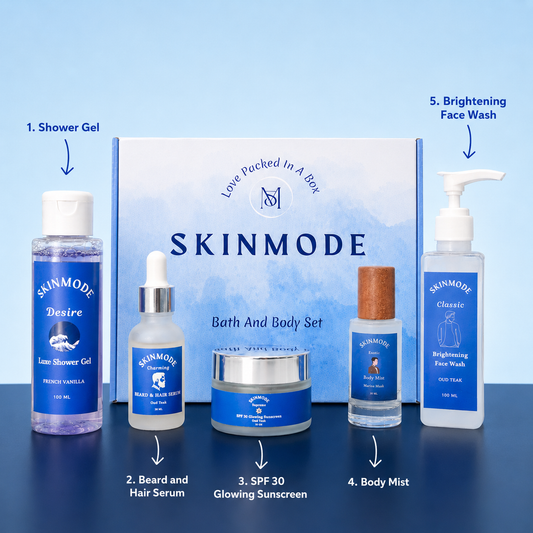 SKINMODE male bath and body set with products