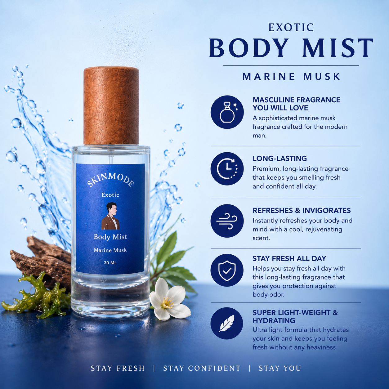 SKINMODE Exotic Body Mist Marine Musk for men