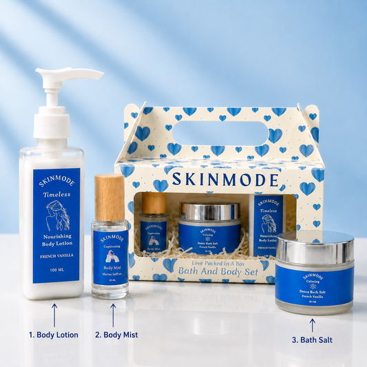SKINMODE bath and body set with products